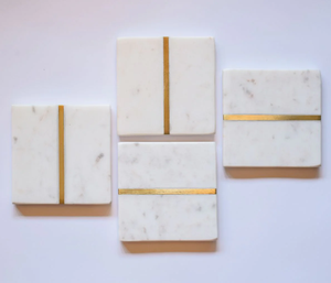 <b>White</b> Marble <b>Coasters</b> Table Heat Insulation Non-slip <b>Coasters</b> Modern Design Table Pads For Office Hotels - Product Image 2