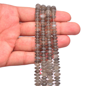 Pierre de lune grise 6mm-8mm disque/soucoupe/roue perles à facettes | Brin de 16 pouces | Pierre de lune grise naturelle pierre gemme coupe allemande Rondelle - Product Image 4