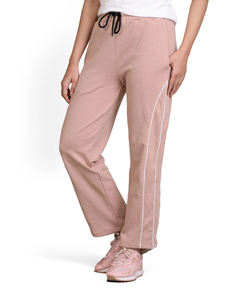 Pantalon de survêtement en coton/polyester respirant taille haute pour femme Style ample régulier panneau latéral broderie cordon fermeture - Product Image 2