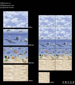 Azulejos de Diseño de 300x450 mm, Color Claro y Oscuro, para Interiores de Centros Comerciales, Acabado Brillante/Mate, Azulejos Premium para Paredes y Pisos - Product Image 3