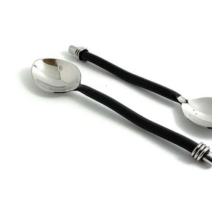 Couverts en acier inoxydable de haute qualité, titane mat cuillère de mariage fourchette service à salade avec poignée de conception de brindille - Product Image 5