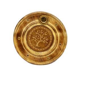 Brûleur d'encens en bois gravé à la main, forme de cône, finition naturelle, Mabkhara pour fournisseur en gros en Inde - Product Image 3