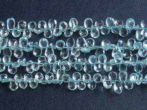 Briolette-piedra Natural para fabricación de joyas, piedra Natural, aguamarina, facetada, 6x8x9mm, tamaño 8 ", precio al por mayor - Product Image 3