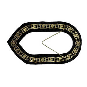 Collier d'officiers fabriqué en usine Collier de chaîne d'artisanat maçonnique en moiré d'or Collier de chaîne maçonnique Regalia - Product Image 6