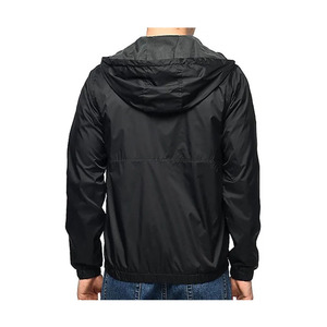Custom Waterproof and Windproof Outdoor Jackets Running Black Hooded Windbreaker Jacket for Men - Product Image 2