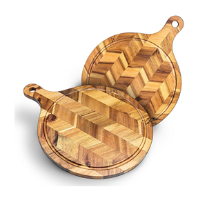 Planche à découper en bois d'acacia à motif damier avec poignée, écologique, taille et logo personnalisables, ustensile de cuisine, Vietnam, MOQ 100 pièces - Product Image 4