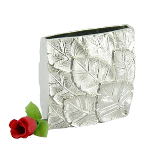 Pot de fleur à la demande feuille unique en relief vases à fleurs finis bruts en forme de carré pots de fleurs décoratifs pour la maison faits à la main - Product Image 1