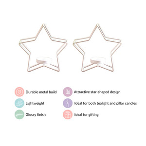 Juego de bandeja de tarro de vela de taza vacía de estrella de árbol de Navidad de Metal dorado como decoraciones para el hogar pintura en polvo portavelas de Navidad - Product Image 2