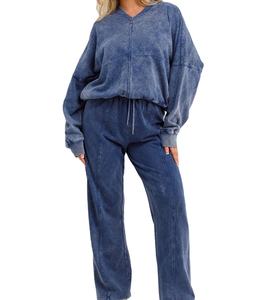 ชุดเสื้อแจ็กเก็ตบอมเบอร์2ชิ้นสีฟ้าสำหรับผู้หญิงชุดวิ่งพร้อมซิปและชุดใส่อยู่บ้านสำหรับ2026 - Product Image 2