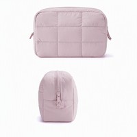 Pochette de toilette matelassée avec fermeture éclair double entièrement ouvrable, organiseur de maquillage de voyage