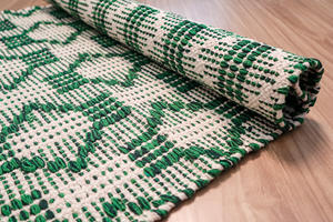 พรมผ้าฝ้ายทอมือธรรมชาติ100% ชุดพรมปูพื้นแบบซักได้ใหม่สำหรับห้องครัวห้องโถงบ้านสวดมนต์ด้วยวัสดุพีวีซี - Product Image 2