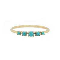 Bague Demi-Éternité Délicate en Argent Sterling 925 Plaqué Or et Or Rose avec Turquoise, Sertie à Griffes, Qualité AAAAA, Bijou de Fête
