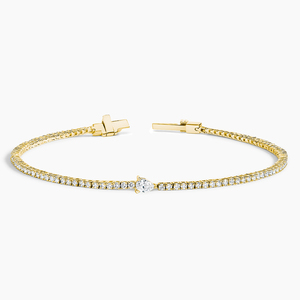 Elegante pulsera de cadena de diamantes de oro amarillo de 18 quilates con delicado acento de pera joyería fina para venta al por mayor y al por menor para boutiques - Product Image 1