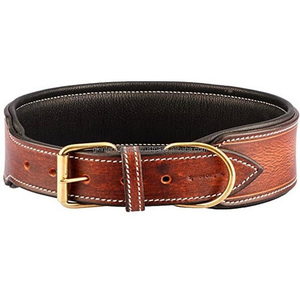 Lassy-collar de cuero acolchado hecho a medida para perro, collar para mascota de cuero texturizado con herrajes de latón - Product Image 2