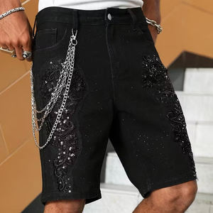 Fabricants de vêtements Shorts baggy en denim personnalisés et amples avec épissage lavé Shorts pour hommes - Product Image 2