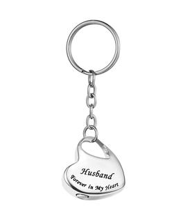 Familia de metal del marido en el corazón Llavero de urna de recuerdo conmemorativo de acero inoxidable para cenizas Joyería de cremación Tamaño personalizado - Product Image 3