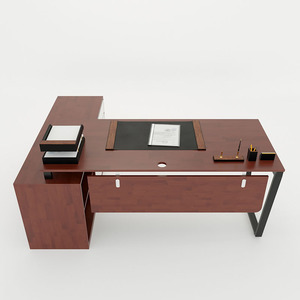 Contemporary Executive <b>Solid</b> <b>Wood</b> L-Shaped Luxury <b>Desk</b> 160x140cm Assembly Required-HBTC023 - Product Image 3