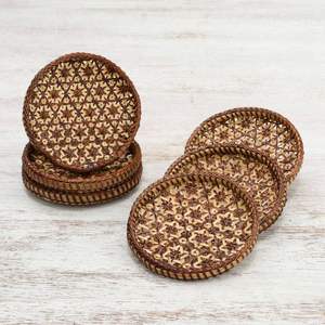Handmade Woven Rattan Tea <b>Coaster</b> <b>Sets</b> Designer Wicker <b>Coaster</b> for Drinking Mug Glass Tea Cup <b>Coaster</b> Mats <b>and</b> Pads <b>Placemats</b> - Product Image 1