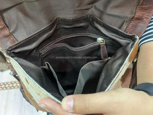 Nueva llegada occidental real hecho a mano pelo en piel Tooled cuero flecos Sling Bag mujeres elegantes ocultas llevar Casual bandolera - Product Image 5