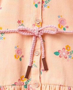 Robe en coton rayée pour filles, à volants, col rabattu, manches courtes, mi-mollet, style estival, écologique, respirante et mignonne - Product Image 2
