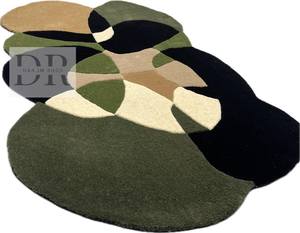 Tapis en laine touffeté à la main doux de haute qualité tapis de zone de motif abstrait vert personnalisé pour une utilisation au sol à la maison pour la porte du hall du salon - Product Image 2