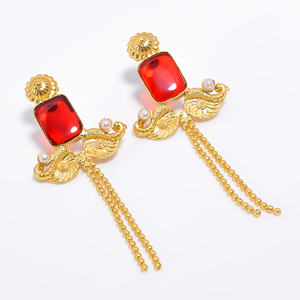 ต่างหูอัญมณีทองเหลือง14K ทำด้วยมือสำหรับผู้หญิงเครื่องประดับอัญมณีทองเหลืองแนวแฟชั่นผู้ผลิตเครื่องประดับทองเหลืองโบราณ - Product Image 5