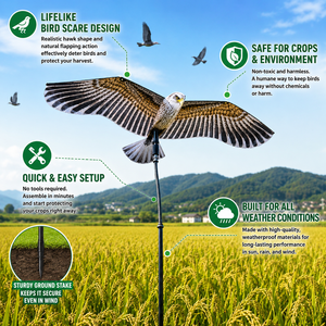Épouvantail Aigle/Héron à Énergie Éolienne avec Perche Télescopique pour le Contrôle des <span class=keywords><strong>Oiseaux</strong></span> dans les Vergers, Jardins et Exploitations Agricoles - Product Image 1