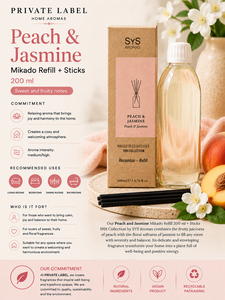 Private Label Peach & Jasmine <b>Reed</b> <b>Diffuser</b> Refill 200ml OEM | Mikado Refill with Sticks | Spain EU - Product Image 3