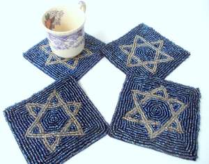 Fancy New Design Beaded Star 4 Set Posavasos de bordado de forma cuadrada con hermoso estilo hecho a mano y toque de moda - Product Image 1