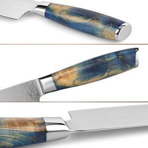 Cuchillo de Chef Damasco personalizado al por mayor con mango de madera de resina cuchillo de cocina de acero inoxidable OEM/ODM pedidos a granel Bienvenidos - Product Image 3