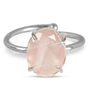 Natural Rose <b>Quartz</b> Crystal Gemstone <b>Ring</b> Adjustable Size - Product Image 4