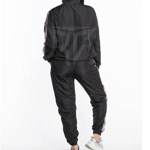 Traje cortavientos con cremallera sólida de Invierno para mujer, ropa de protección solar transpirable de secado rápido para deportes informales de 2 piezas - Product Image 3