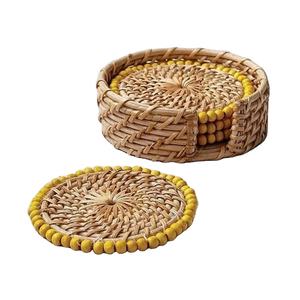 Sous-verres ronds en bois de canne en rotin sous-verres en bambou faits à la main pour sous-verres en osier de rotin pour salon hôtel - Product Image 1