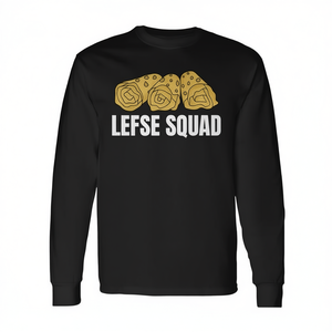 Maglietta a maniche lunghe Lefse Squad con design del pane piatto norvegese, abbigliamento promozionale - Product Image 2