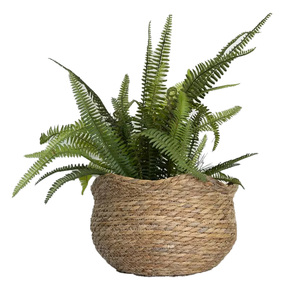 Panier de jardinière en jonc de mer écologique fait à la main couvercle de pot rond pour plantes d'intérieur stockage décoratif et style rustique à la maison - Product Image 1