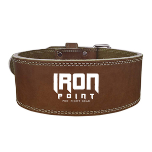 Leather <b>Weight</b> Lifting <b>Belt</b> Men Adjustable Waist Support Strength <b>Training</b> Buckle Closure Brown - Product Image 1