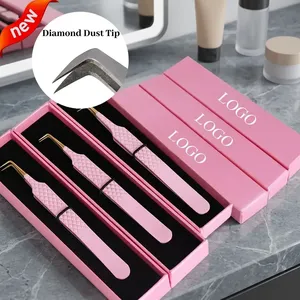 MORGANS INDUSTRIES – Ensemble de pinces à cils de précision en acier inoxydable, prise en main fine et parfaite, durables, couleur rose, pointe lisse, 10 pièces - Product Image 4