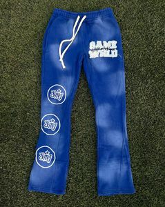 2025 nouveau Design léger pantalons de survêtement pour hommes Streetwear pantalon évasé avec lavage à l'acide patchs brodés nouveau Style pantalons pour hommes - Product Image 2