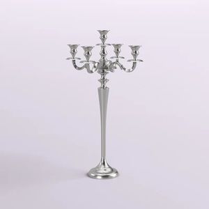 Candelabro Alto Plateado de Último Diseño, Centro de Mesa para Bodas con 5 Velas, Decoración, Portavelas Hecho a Mano en Venta - Product Image 6