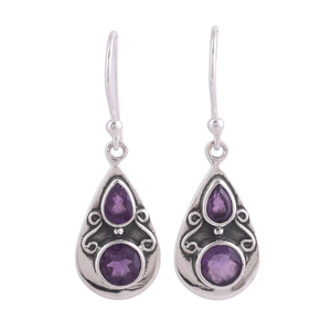 <b>Purple</b> Amethyst Bohemian Style Gemstone Fashion Dangle Jewelry Gifts Handmade 925 Sterling Silver Dangle <b>Earrings</b> - Product Image 1