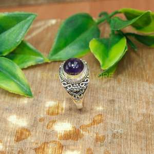 Natural Purple <b>Amethyst</b> Gemstone 925 Sterling Silver Handmade Vintage Filigree Design <b>Ring</b> for Women - Product Image 6