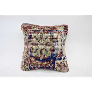 Multicolor <b>Bohemian</b> Kantha Wool Pillow 12x12 Inch Woven Embroidered Vintage Square Print Pattern Portable for <b>Bedding</b> Floor Use - Product Image 1