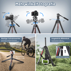 Coman ánh sáng H 360 Độ Bóng đầu có thể tháo rời chân máy chuyên nghiệp Chân máy sợi Carbon cho điện thoại Canon Sony Nikon phát trực tiếp - Product Image 6