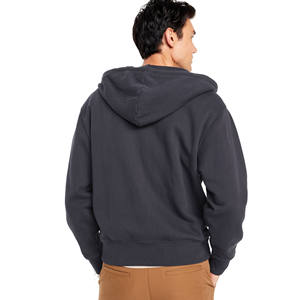 Sweat à capuche uni décontracté pour hommes de haute qualité avec demi-fermeture éclair surdimensionné couleur unie et plusieurs poches pour l'hiver - Product Image 3
