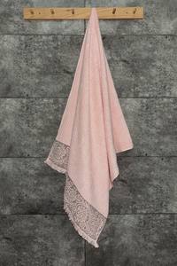 Saumon Pink Bamboo Jacquard <b>Bath</b> Towel 70*140cm 70% Bamboo 30% Cotton Blend Soft Sevim Eco Design Decorative <b>Edge</b> 470GSM - Product Image 3