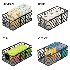 India Market Metal <b>Wire</b> Mesh <b>Storage</b> <b>Basket</b> Black Powder Coating Color Large <b>Storage</b> <b>Basket</b> for Books and Food <b>Storage</b> - Product Image 3