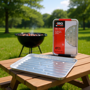 Plateau de barbecue en aluminium 5 pièces pour barbecue, argenté DV5300230, 34x23x2,5 cm, accessoires pour barbecue - Product Image 3