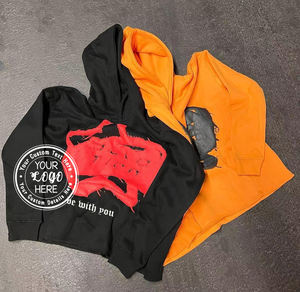 3D personalizzato da uomo per la stampa a sbuffo <span class=keywords><strong>felpa</strong></span> con cappuccio corta pesante oversize taglio grezzo <span class=keywords><strong>bordo</strong></span> orlo realizzato in poliestere/cotone per l'autunno - Product Image 3