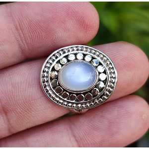 925 Sterling Silver Handmade Boho <b>Statement</b> <b>Ring</b> Natural Moonstone Oval Romantic High Birthday Anniversary Gift for Women - Product Image 2