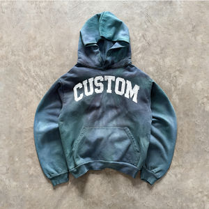 Sweat à capuche en molleton épais de haute qualité, écologique, avec strass, streetwear personnalisé, lavé et tie-dye, pour homme, OEM - Product Image 1